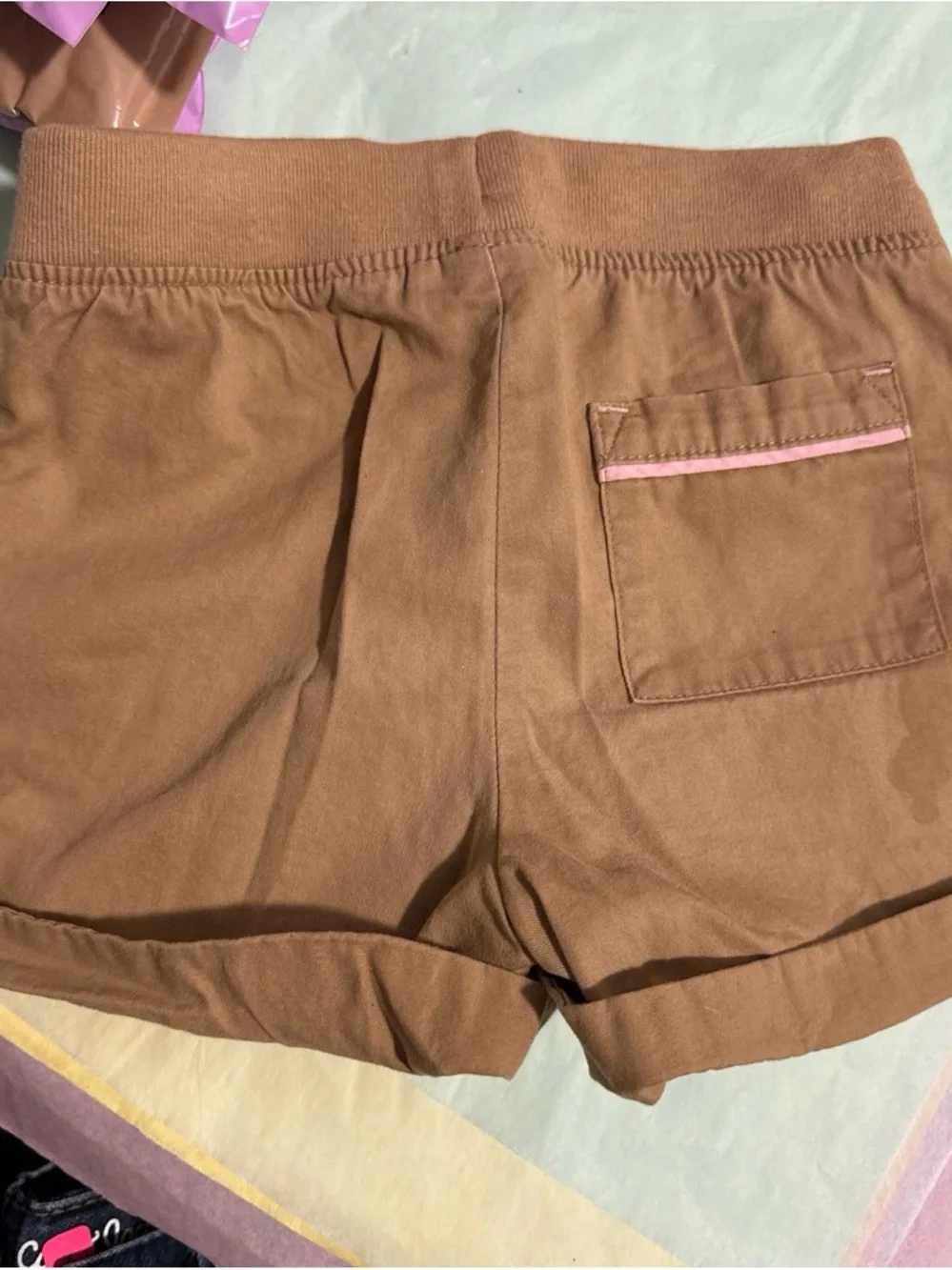 Cat & Jack Brown Athletic Shorts with Pink Trim